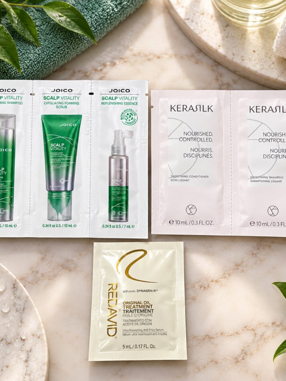 Joico Kerasilk REDAVID Hair Care Sample Lot Shampoo Conditioner Treatment 6pc